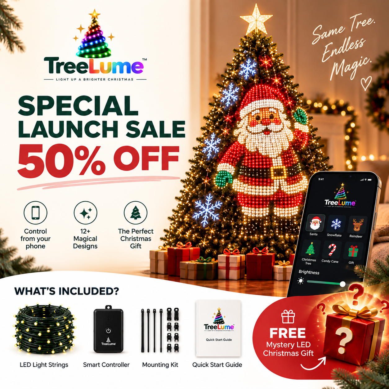 TreeLume smart animated Christmas lights